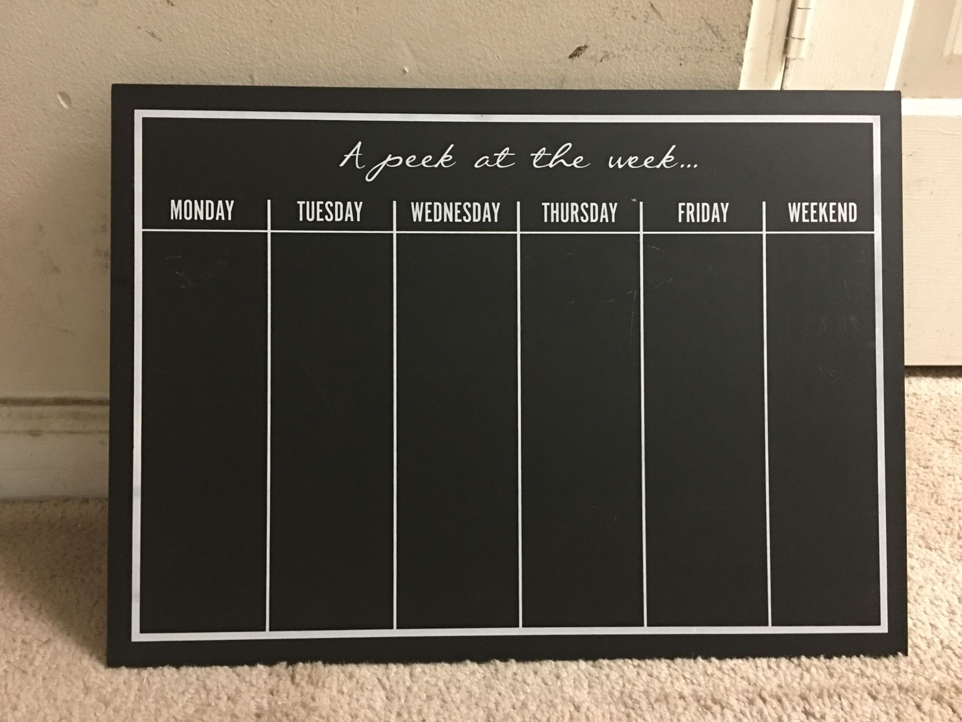 Weekly calendar blackboard