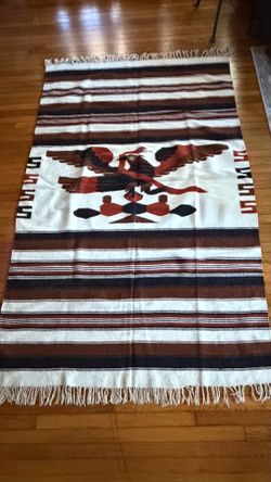 Vintage Mexican Saltillo Serape Blanket Rug 48”x 70”