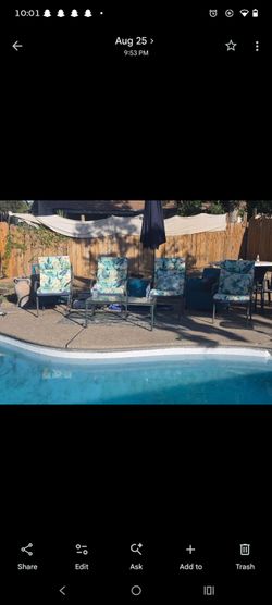 Pool side outdoor 4 chairs and coffee table