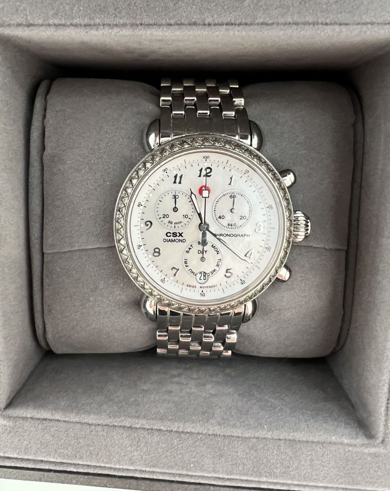 MICHELE CSX Chronograph Diamond Bezel Ladies Watch - MW03M01A1025 MICHELE CSX Chronograph Diamond Bezel Ladies Watch  main image 3