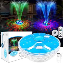 new Pool Fountain with Remote, 8000Mah High Brightness Above Ground Pool Fountains with Lights Show, Battery Operated Floating Pool Water Fountain, Fl