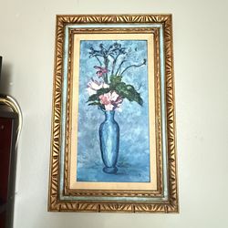 Colorful Still Life Flower Blue Vase