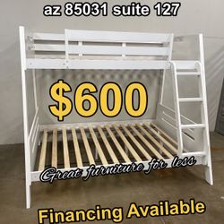 Bunk Bed Twin Over Full White Wood Brand New
