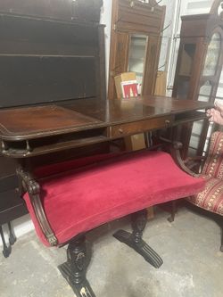 Rare Antique Victorian Irwin Metamorphic Library Desk / Bench Combo (48" x 22")