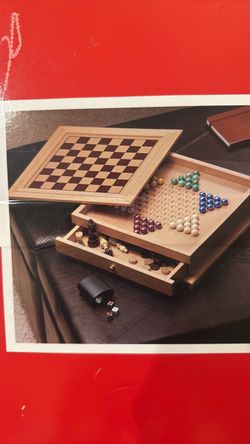 Wooden Multi-Game Set with Storage Drawer-NEW