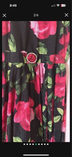 New Floar Print Black Long Women Beautiful dress M
