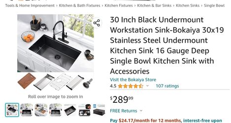 30 Inch Black Undermount Workstation Sink-Bokaiya 30x19 Stainless Steel Undermount Kitchen Sink 16 Gauge Deep Single Bowl Kitchen Sink with Accessorie