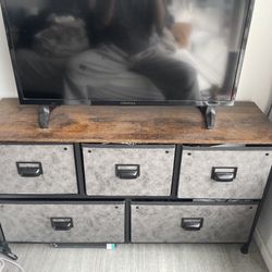 Storage Drawer Unit (Wood Top + Grey Vegan Leather Drawers) – $35 (Capitol Hill)
