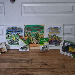 Vintage Lot of John Deere toys and rare Children's Books