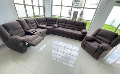 Large Sectional Recliner Sofa Set with Armchair