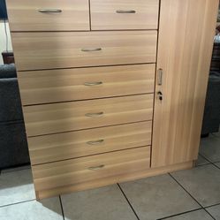 7 Drawer Dresser with locking Closet & Drawers