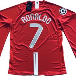 Retro Cristiano Ronaldo 2007/2008 UCL Final Manchester United Nike Long Sleeve MENS Jersey UEFA Champions League