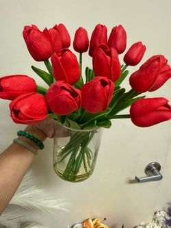 Red Artificial Tulip in vase