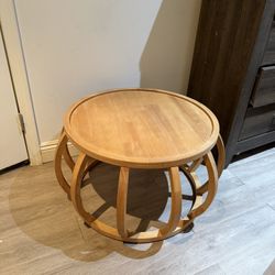 Wooden Coffee Table, Center Table Light Wood, Aesthetic Coffee Table, Round Wooden Table, Round Center Table 