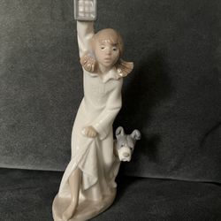 Hand Made In Spain By LLADRO NAO Vintage Girl W/Lantern and Dog . Excellent Condition No Crocks or Chips 
