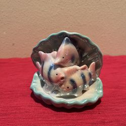 Vintage Ceramic Shell & Fish Figurine