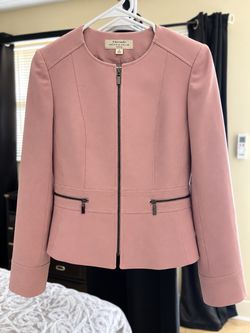 Tahari Arthur S. Levine Blush Pink Zip-Front Jacket