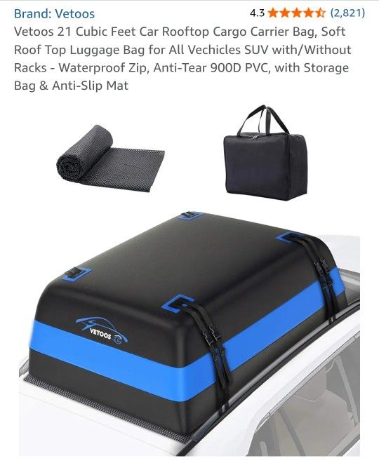 21 Cubic Feet Car Rooftop Cargo Carrier Bag