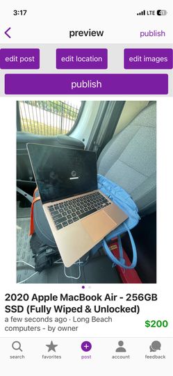 2020 Apple MacBook Air - 256GB SSD (Fully Wiped & Unlocked)