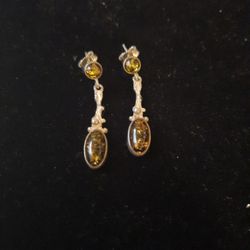Sterling Silver Amber Earrings 