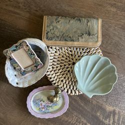 Vintage Trinkets $7ea Abalone Shells Frame Painted Dish Brass Duck Wallet  