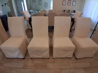 Set of 6 Slipcovered Pottery Barn Dining Chairs