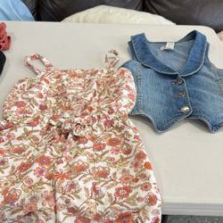 Girls shorts Romper And Jean Vest