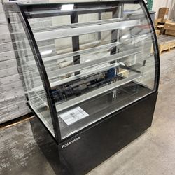 New! Polarman 48" Black Commercial Freestanding Curved Display Case NSF ETL