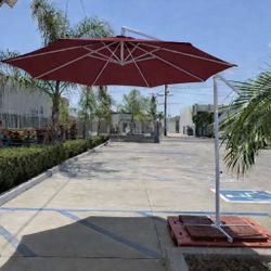 New In Box 10 Feet Offset Cantilever Off Set Tilt Crank Outdoor Patio Umbrella Beige Red Or Navy With Cross Stand Excellent Quality 