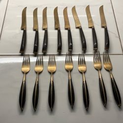 Mid-Century Brass Salad  Forks & Knives