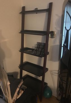 Dark wood ladder shelf