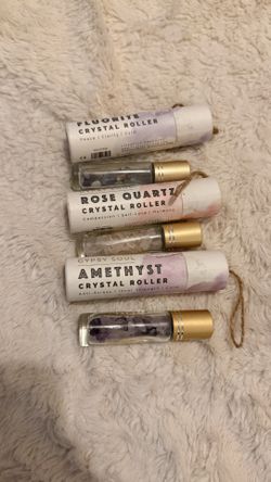 FLUORITE ROSE QUARTZ AMETHYST CRYSTAL ROLLER
