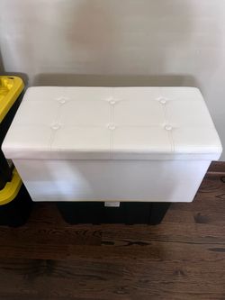 White Leather Ottoman