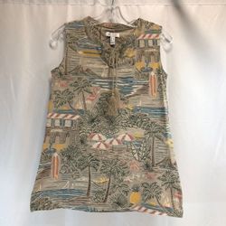 Denim & Co. Printed Perfect Jersey Tank with Tassle Trim