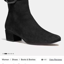 Coach Ladies Bootie Black Suede “Cassandra”  Size 6.5B