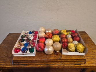Assorted Christmas Ornaments
Collection of colorful Christmas ornaments in various designs.