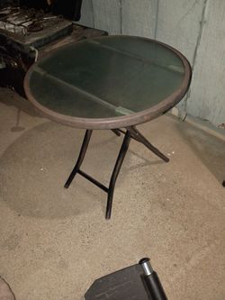 Round Glass Foldable Patio Table