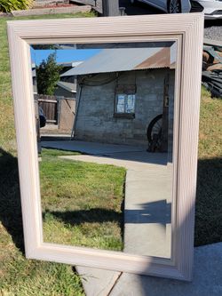 Ribbed Frame Beveled Wall Mirror