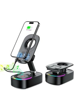 Wireless Induction Speaker,Cell Phone Stand with Wireless Bluetooth Speake
