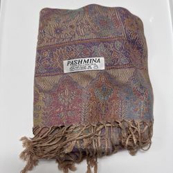 New | Limited Edition: Beige Pastel Multicolor Pashmina Shawl