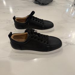 Christian Louboutin Black Leather Low-Top Sneakers (Red Bottom) – Men’s Size 8