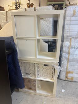 White Cube Storage Shelving Unit with Baskets