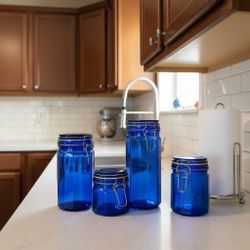 Cobalt Blue Glass Canisters