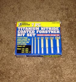 Brand New Drill Master 7 PC Titanium Nitride Coated Forstner Bit Set