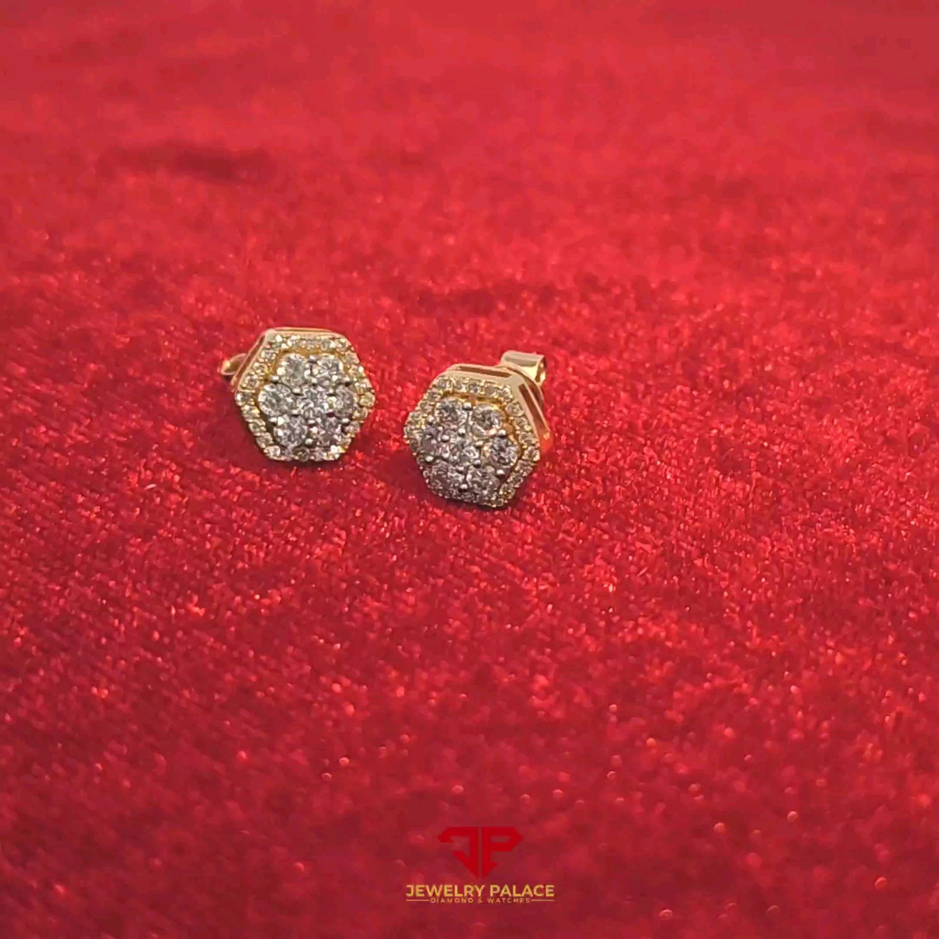 Fancy hexagon Diamond earrings with 10K Gold and 0.62 CTW Diamond