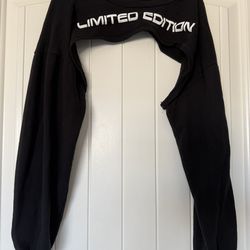 Papaya “Limited Edition” Cut-Out Cropped Sweatshirt – Black Long Sleeve Statement Top (Size S)