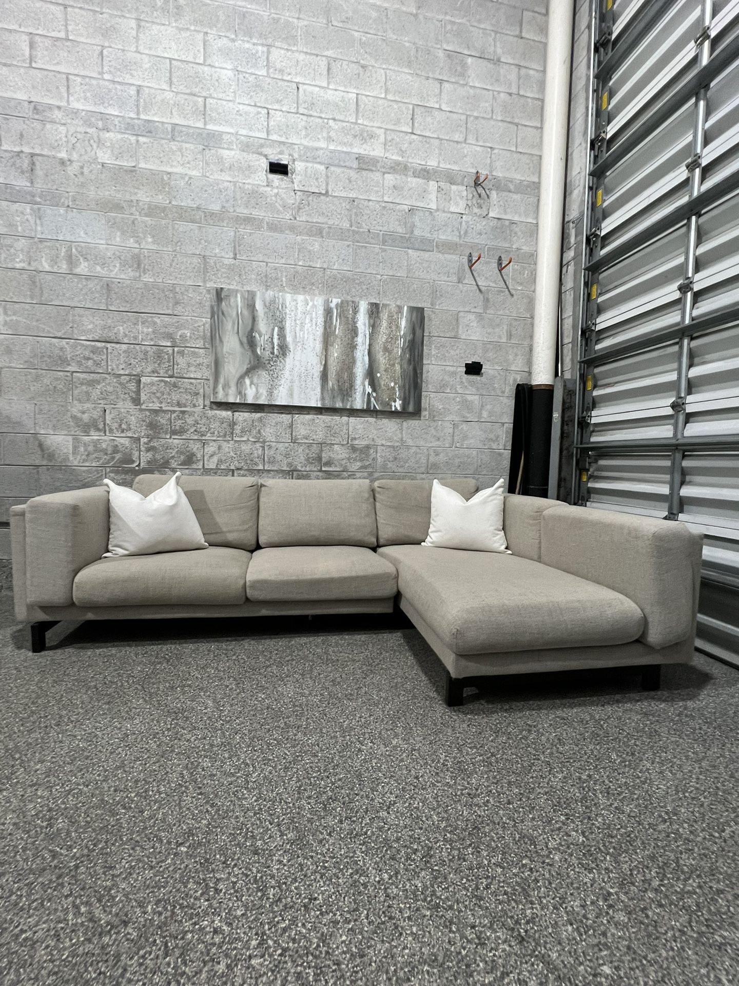 Beige Right Chaise Sectional (Free Delivery) 