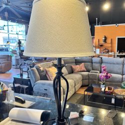 Tuscan Style Lamp W/ Ivory Shade And Black Base - SKU: S3Z7DA