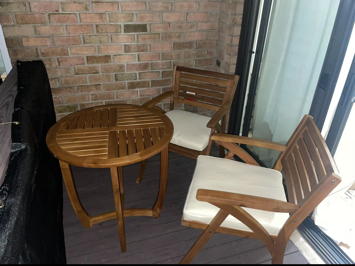 Patio Set One Table ,Two Chairs With Cushions
