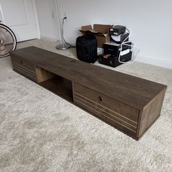 Floating TV Console w Storage Dark Wood